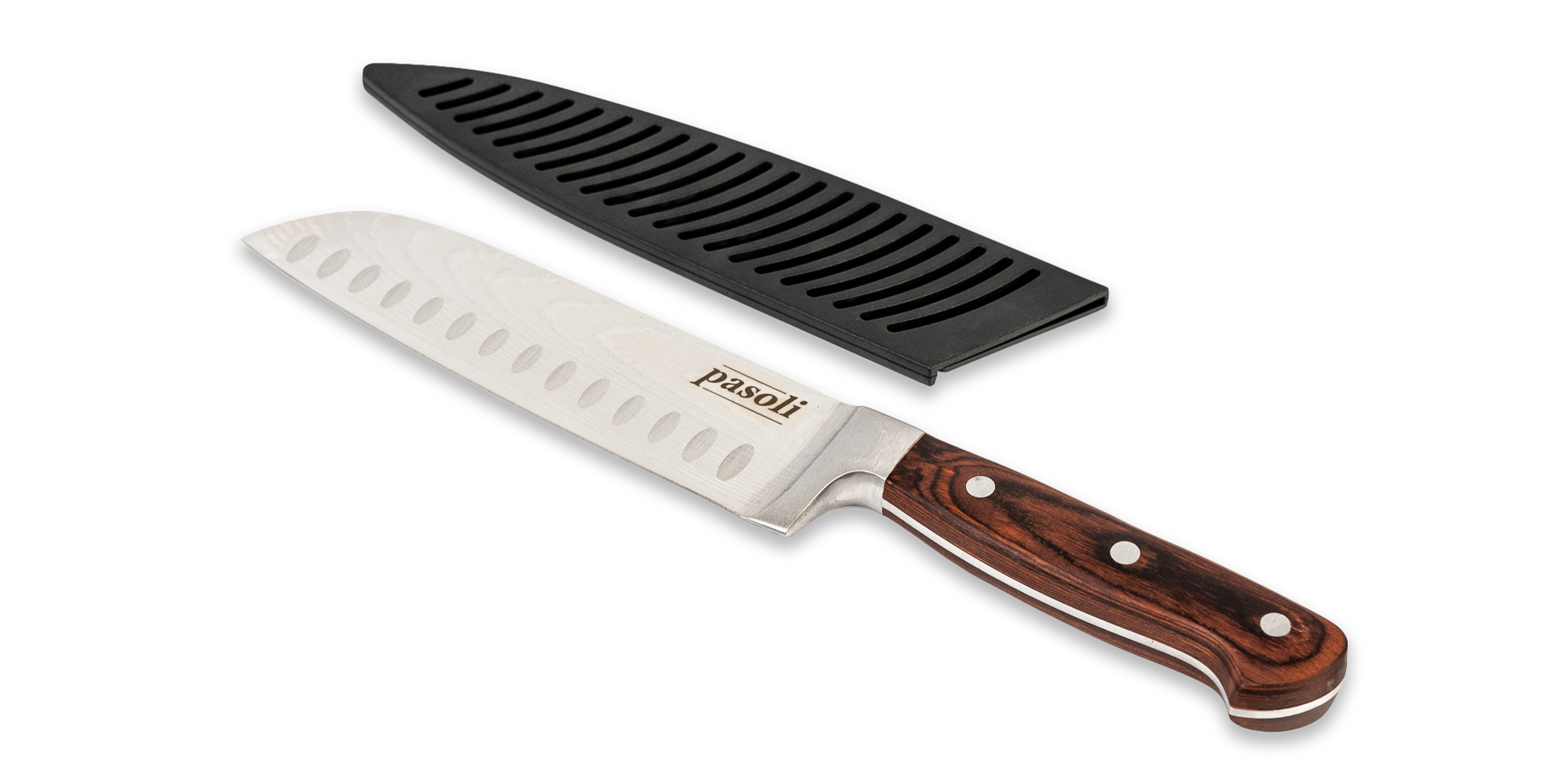 pasoli Santoku-Messer inkl. Klingenschutz.