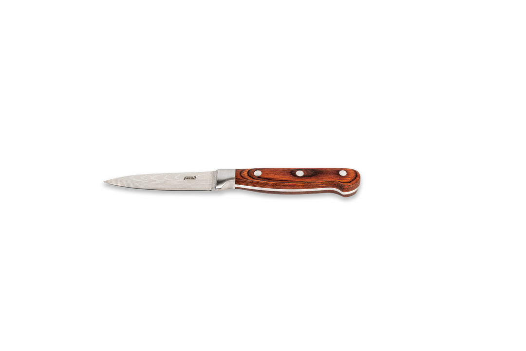 pasoli Gemüsemesser mit schöner Maserung der Klinge und edlem Holzgriff