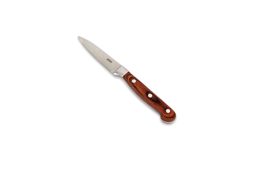 pasoli Gemüsemesser mit schöner Maserung der Klinge und edlem Holzgriff
