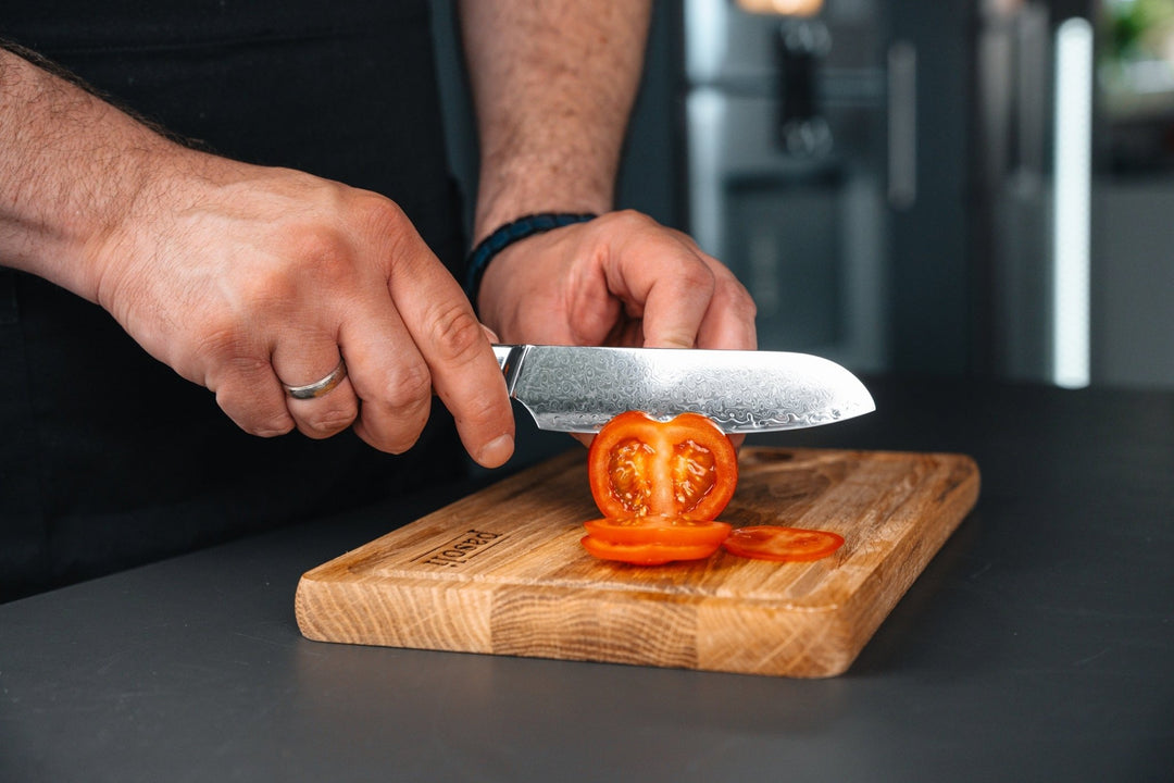pasoli Damast Santoku - Messer - hochwertiger Damaszenerstahl mit VG10 Kern - pasoli GmbH