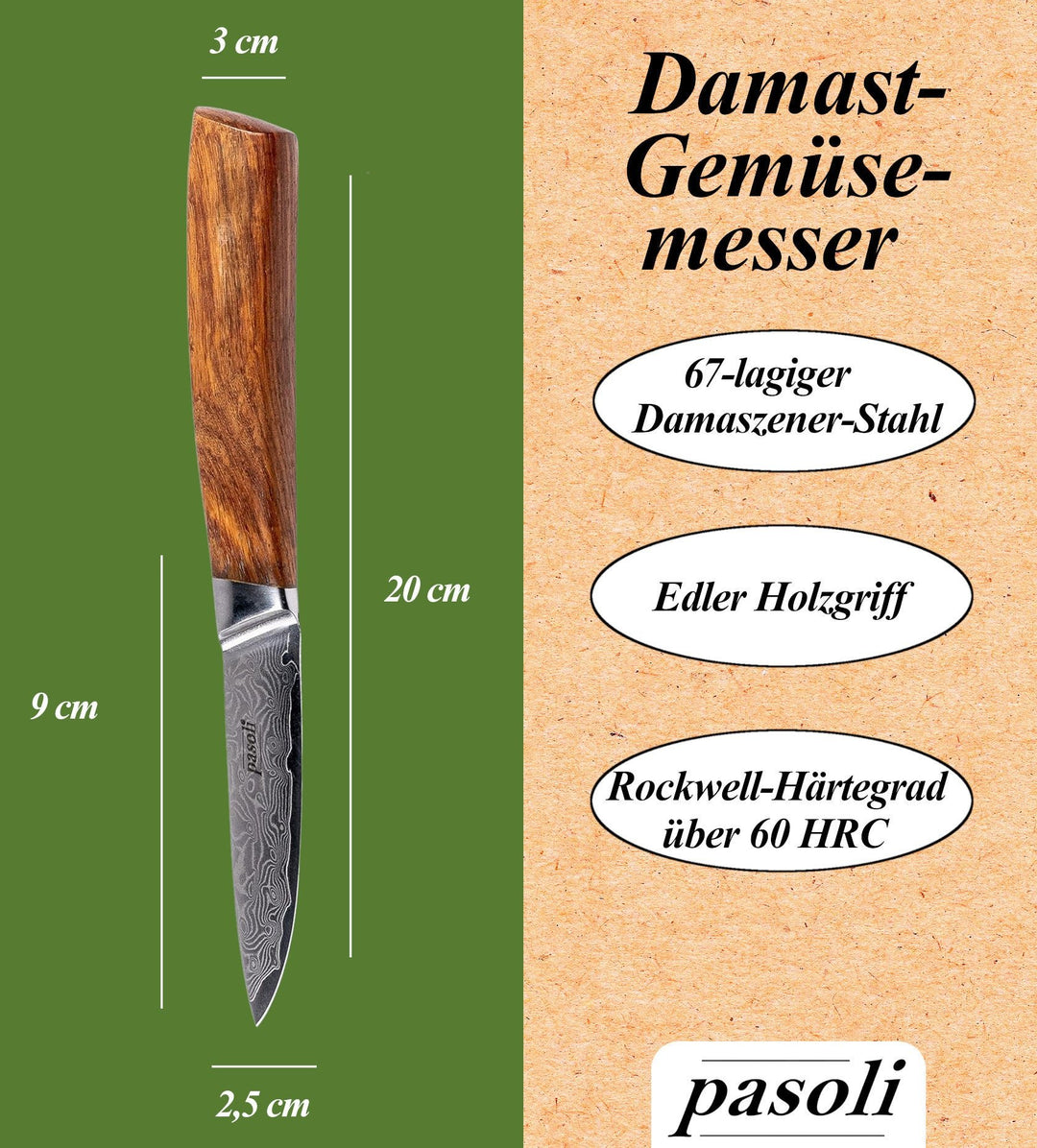 Unser Damast Gemüsemesser - pasoli
