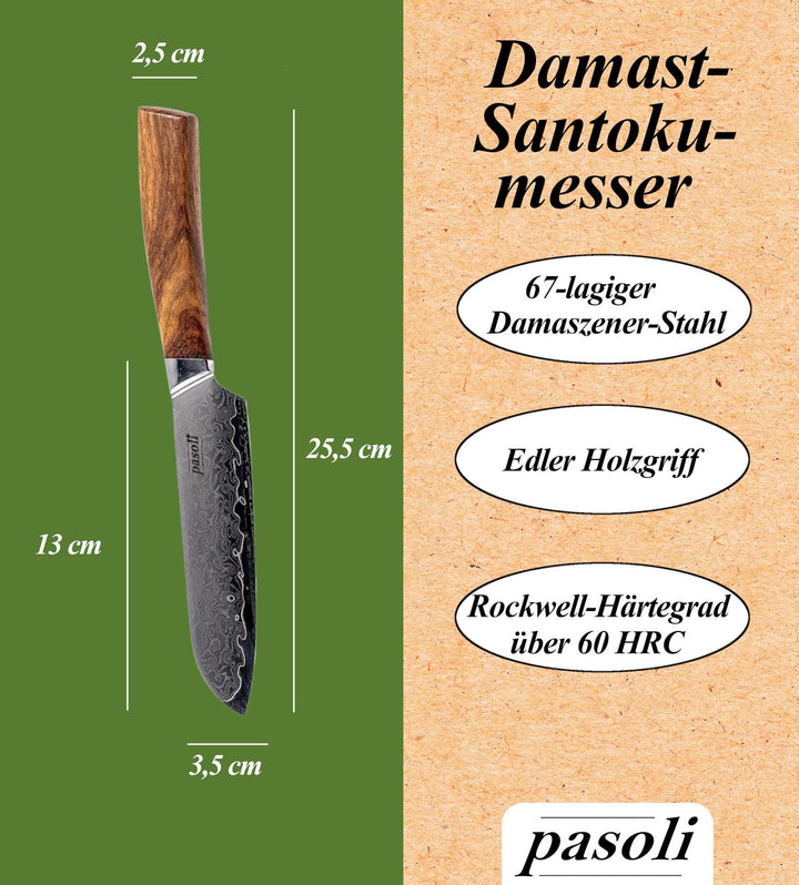 Unser Damast Santoku - Messer - pasoli
