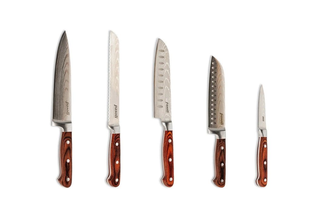 Unser pasoli Küchenmesser 5er Set aus Edelstahl - extrem scharf - pasoli GmbH