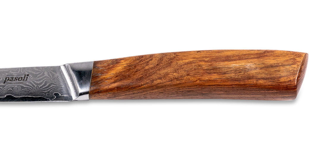 Noble mango de madera de nuestro cuchillo mondador de damasco