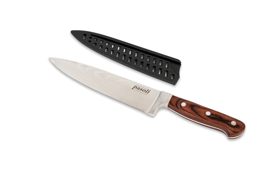 cuchillo de chef pasoli con protección de hoja