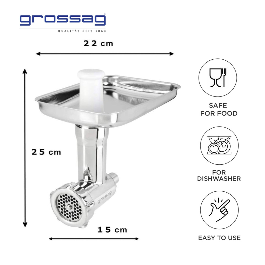 grossag Fleischwolf Vorsatz Küchenmaschine aus Edelstahl - pasoli GmbH