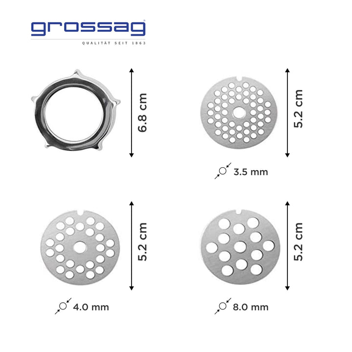 grossag Fleischwolf Vorsatz Küchenmaschine aus Edelstahl - pasoli GmbH