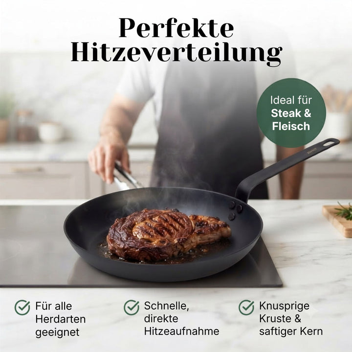 pasoli Bratpfanne 28cm - Carbonstahl Bratpfanne für alle Herdarten - pasoli GmbH