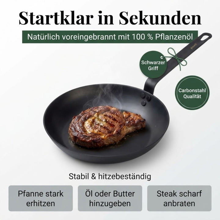 pasoli Bratpfanne 28cm - Carbonstahl Bratpfanne für alle Herdarten - pasoli GmbH