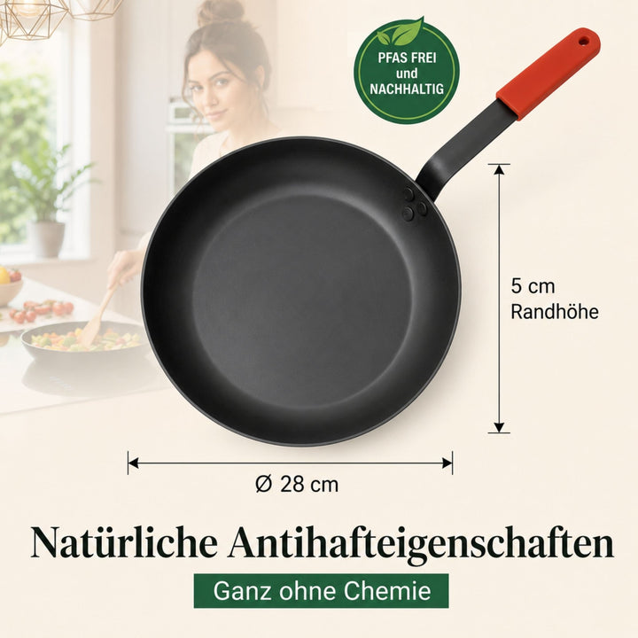 pasoli Bratpfanne 28cm - Carbonstahl Bratpfanne für alle Herdarten - pasoli GmbH