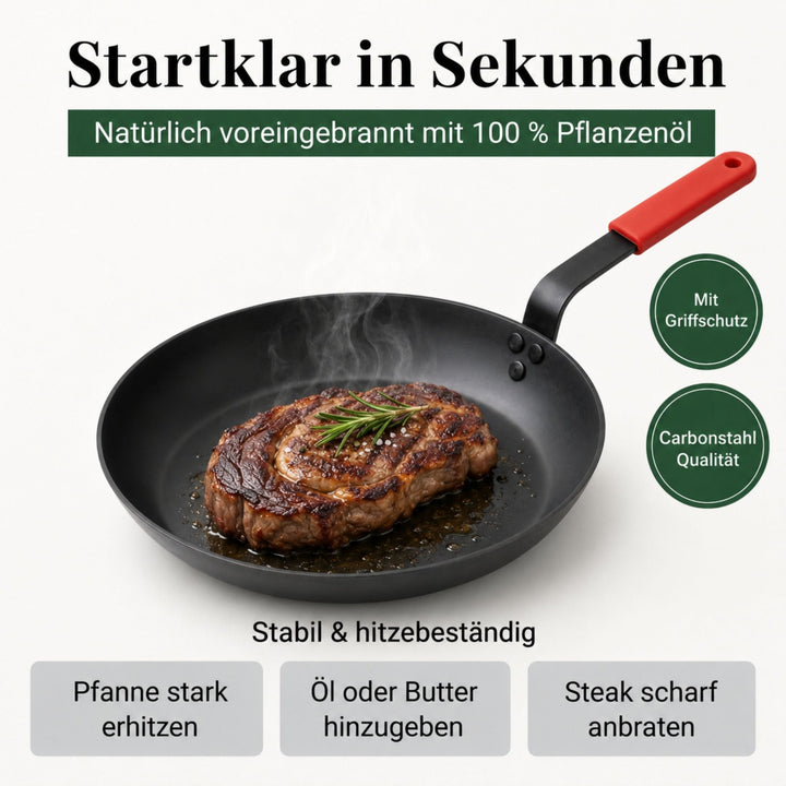pasoli Bratpfanne 28cm - Carbonstahl Bratpfanne für alle Herdarten - pasoli GmbH