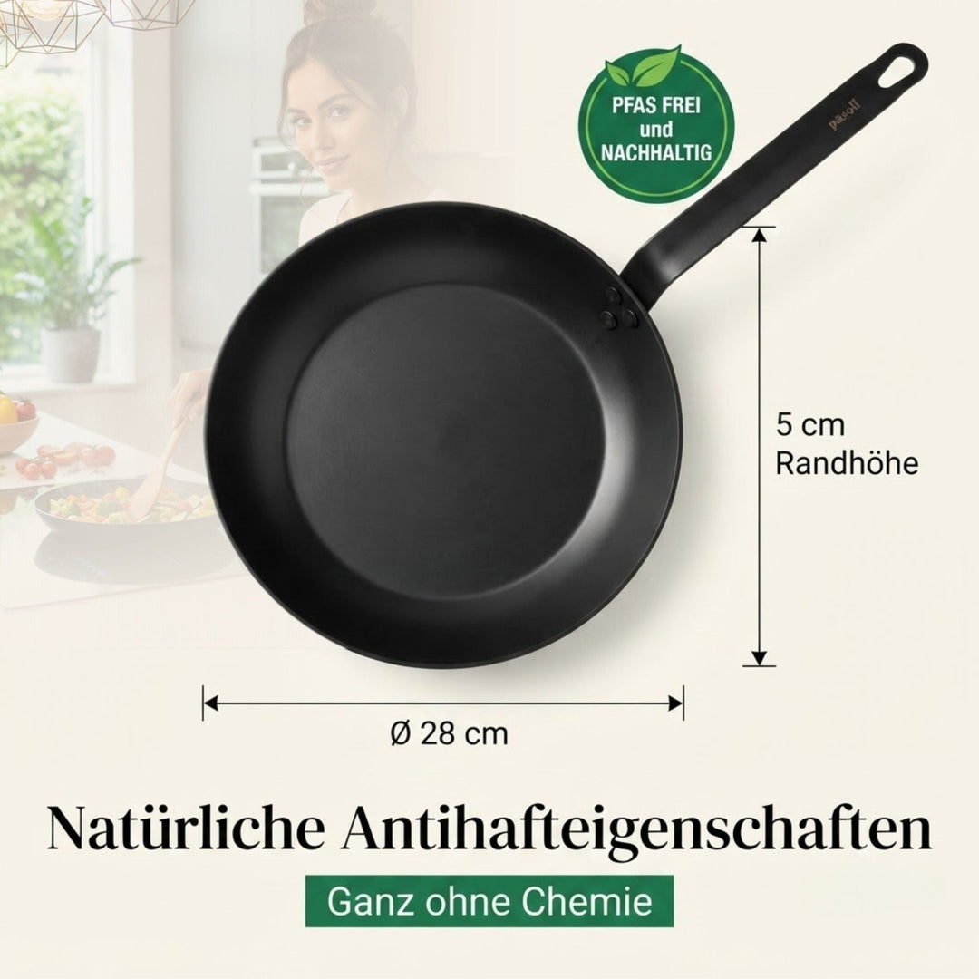 pasoli Bratpfanne 28cm - Carbonstahl Bratpfanne für alle Herdarten - pasoli GmbH
