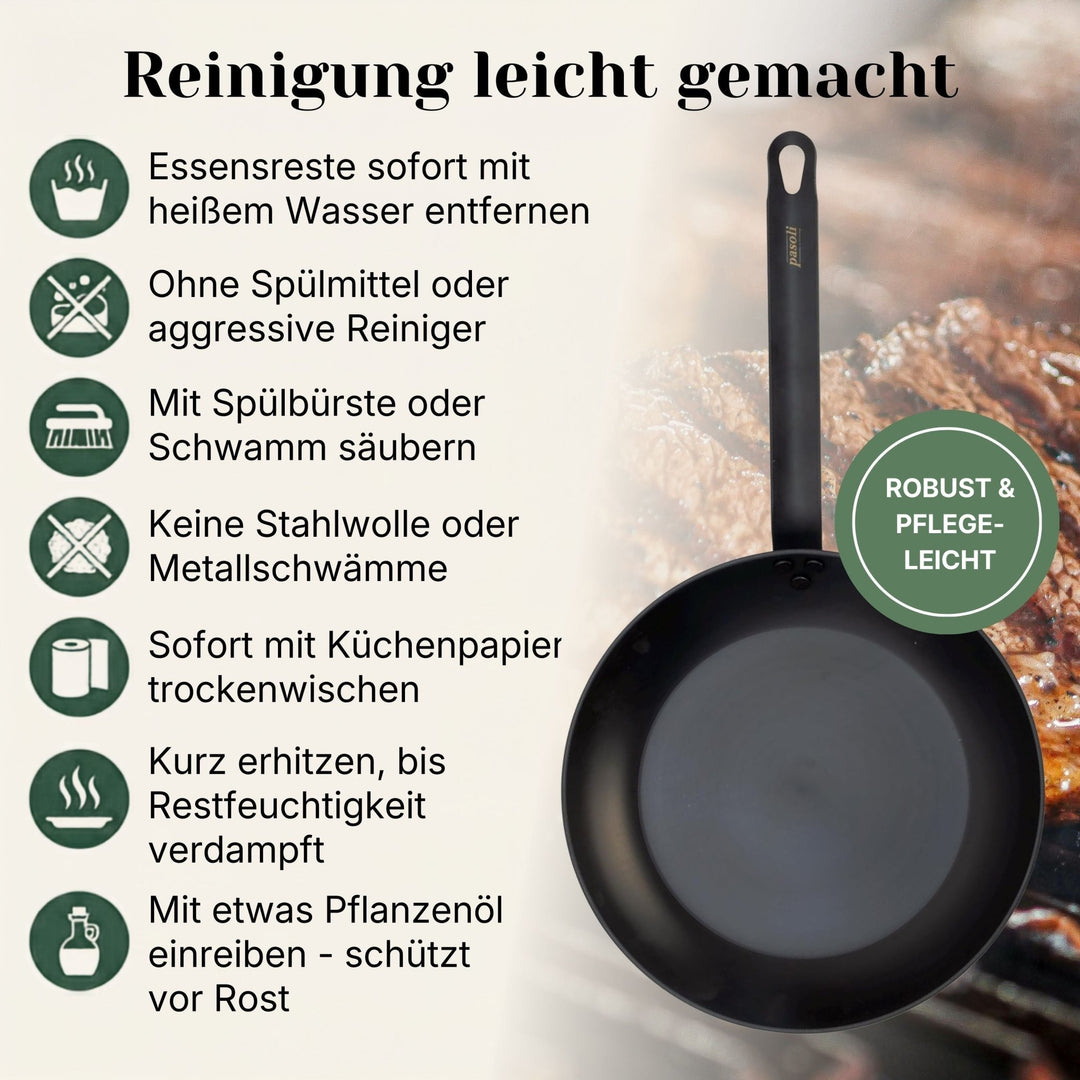 pasoli Bratpfanne 28cm - Carbonstahl Bratpfanne für alle Herdarten - pasoli GmbH