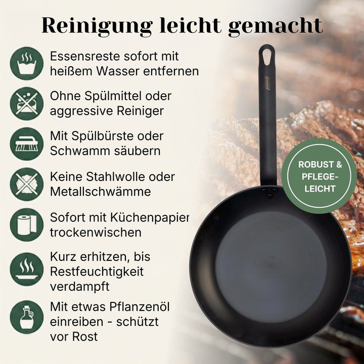pasoli Bratpfanne 28cm - Carbonstahl Bratpfanne für alle Herdarten - pasoli GmbH