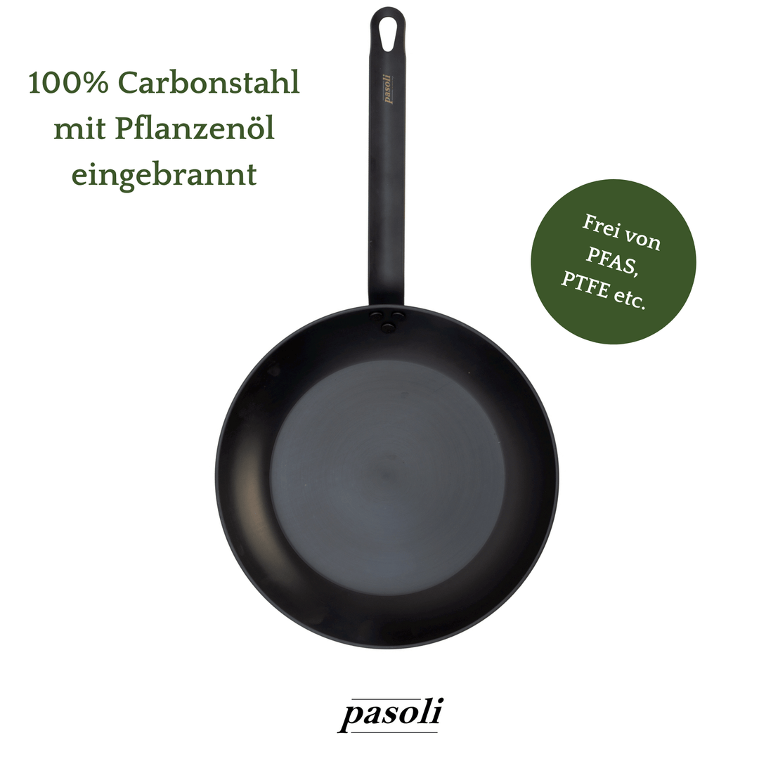 Sartén pasoli de 28 cm - Sartén de acero al carbono para todo tipo de cocinas - pasoli GmbH