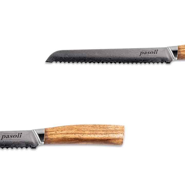 pasoli Damast Brotmesser 20 cm - hochwertiger Damaszenerstahl mit VG10 Kern - pasoli GmbH