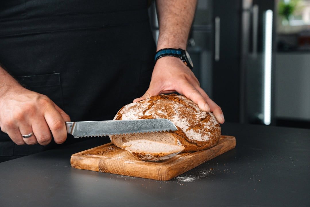 pasoli Damast Brotmesser 20 cm - hochwertiger Damaszenerstahl mit VG10 Kern - pasoli GmbH