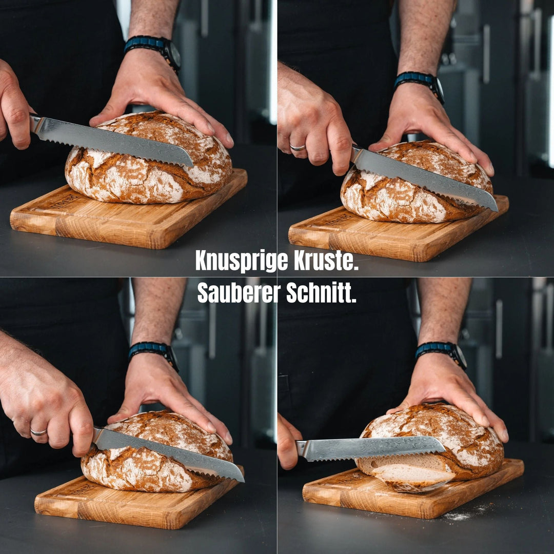 Cuchillo de pan de Damasco pasoli de 20 cm - Acero de Damasco de alta calidad con núcleo VG10 - pasoli GmbH