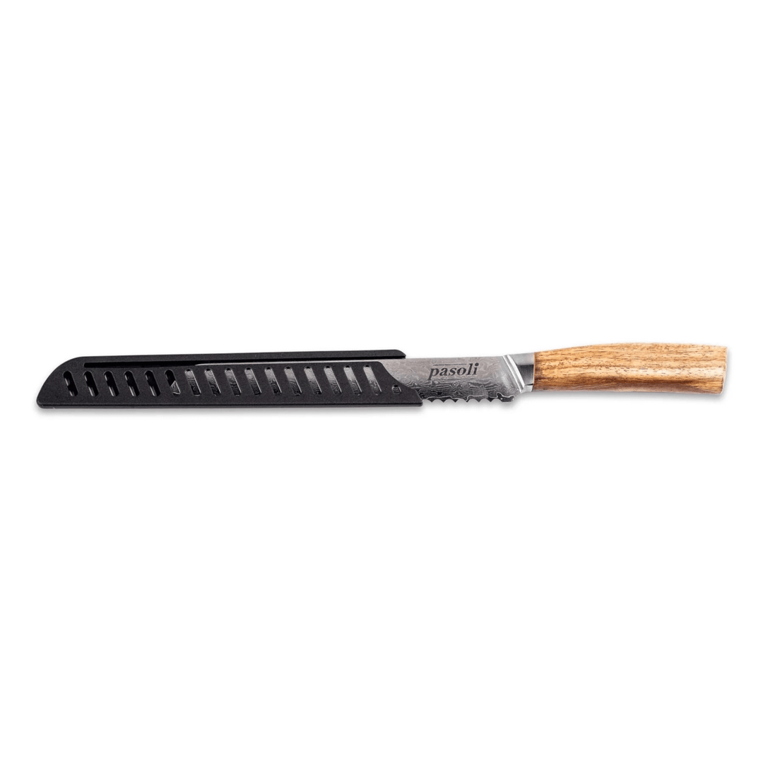 pasoli Damast Brotmesser 20 cm - hochwertiger Damaszenerstahl mit VG10 Kern - pasoli GmbH