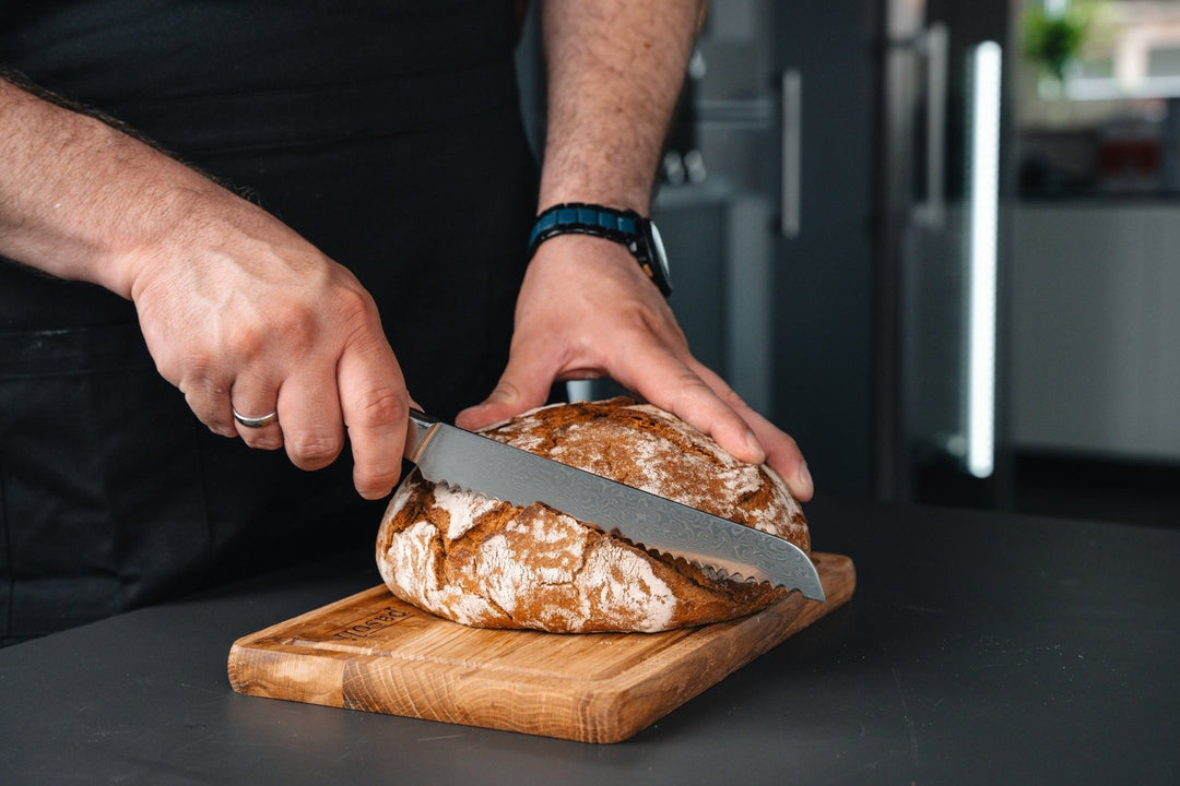 pasoli Damast Brotmesser 20 cm - hochwertiger Damaszenerstahl mit VG10 Kern - pasoli GmbH