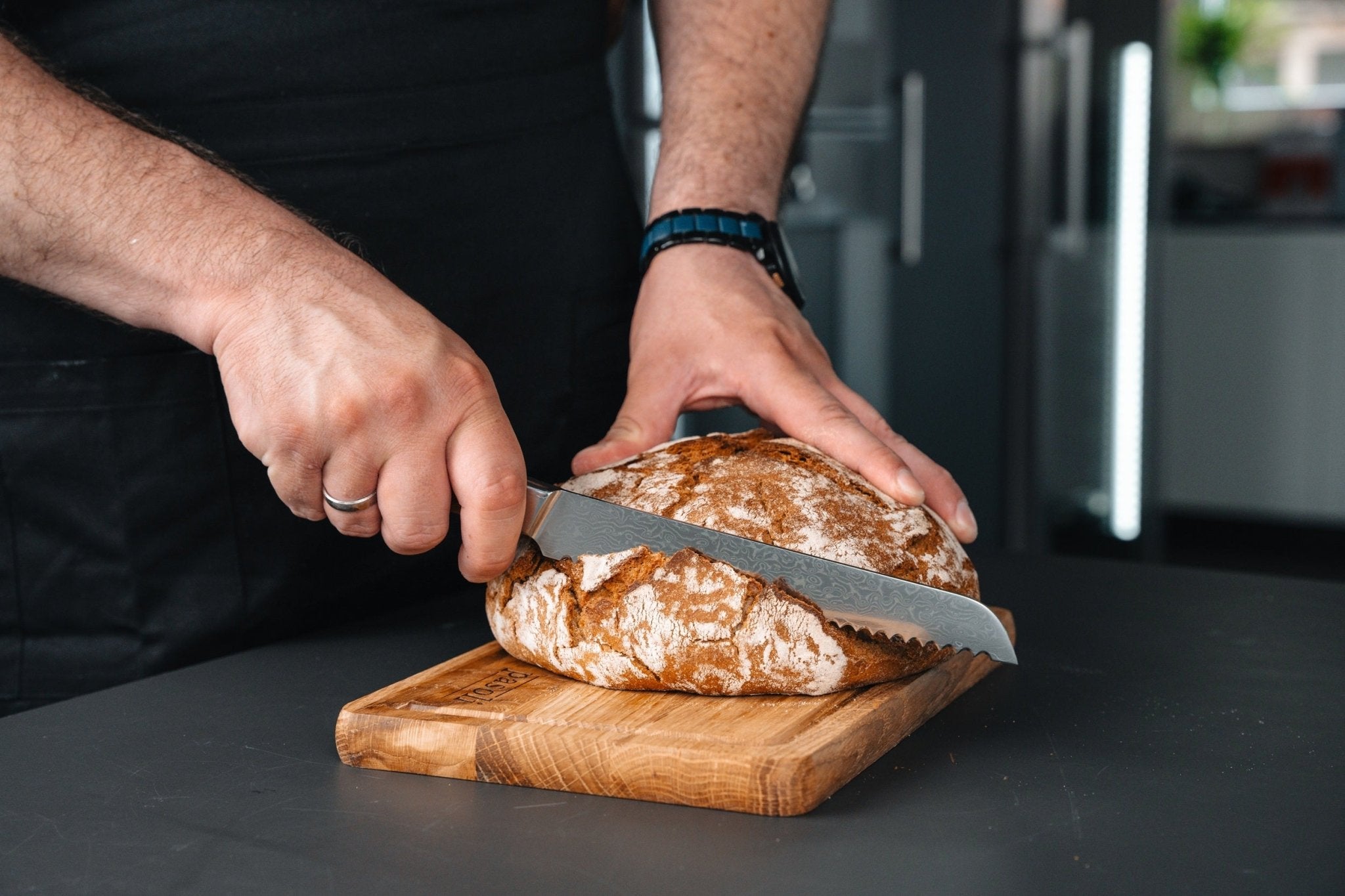 pasoli Damast Brotmesser 20 cm - hochwertiger Damaszenerstahl mit VG10 Kern - pasoli GmbH