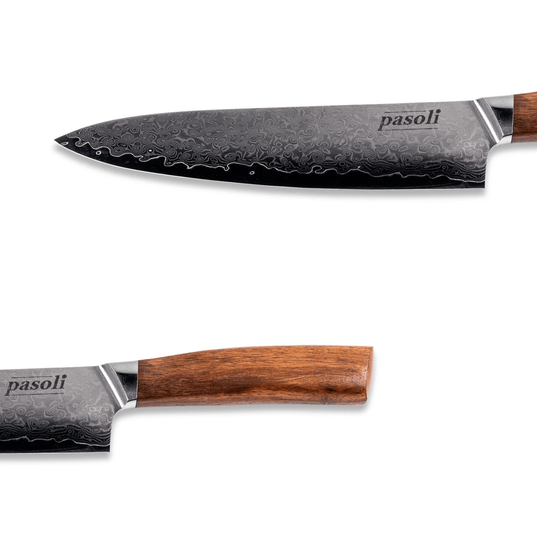 Cuchillo de chef de Damasco de pasoli - Acero de Damasco de alta calidad con núcleo VG10 - pasoli GmbH