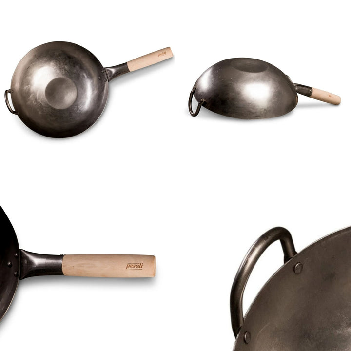 pasoli Wok flach original - Carbonstahl Wok für alle Herdarten - pasoli GmbH