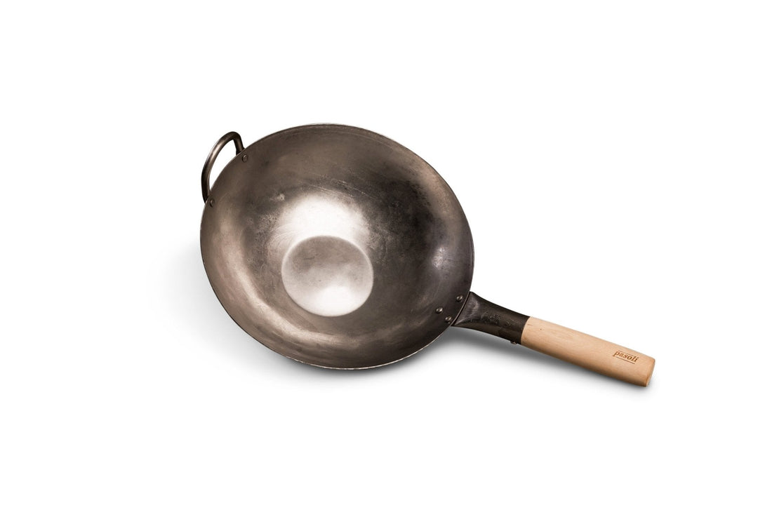 pasoli Wok flach original - Carbonstahl Wok für alle Herdarten - pasoli GmbH