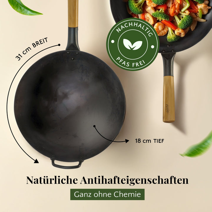 pasoli Wok rund eingebrannt - Carbonstahl für Gasherd - pasoli GmbH