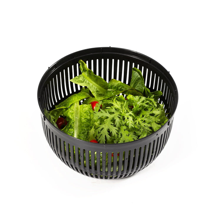 Salatschleuder mit Stopfunktion aus Edelstahl, mit integrierter Mandoline - pasoli GmbH