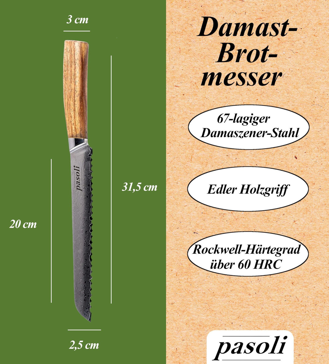 Unser Damast Brotmesser - pasoli