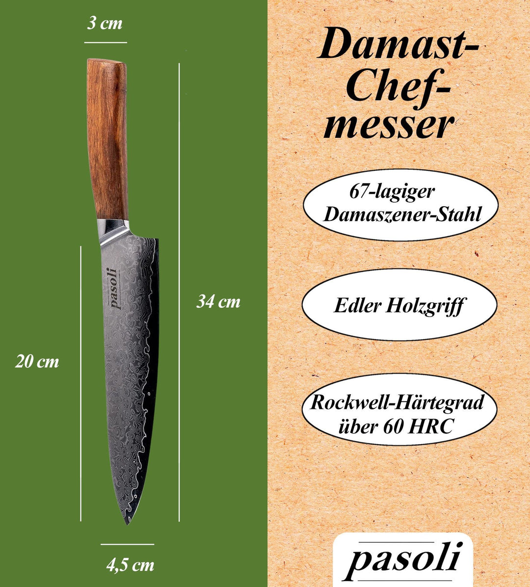 Unser Damast Chefmesser - pasoli