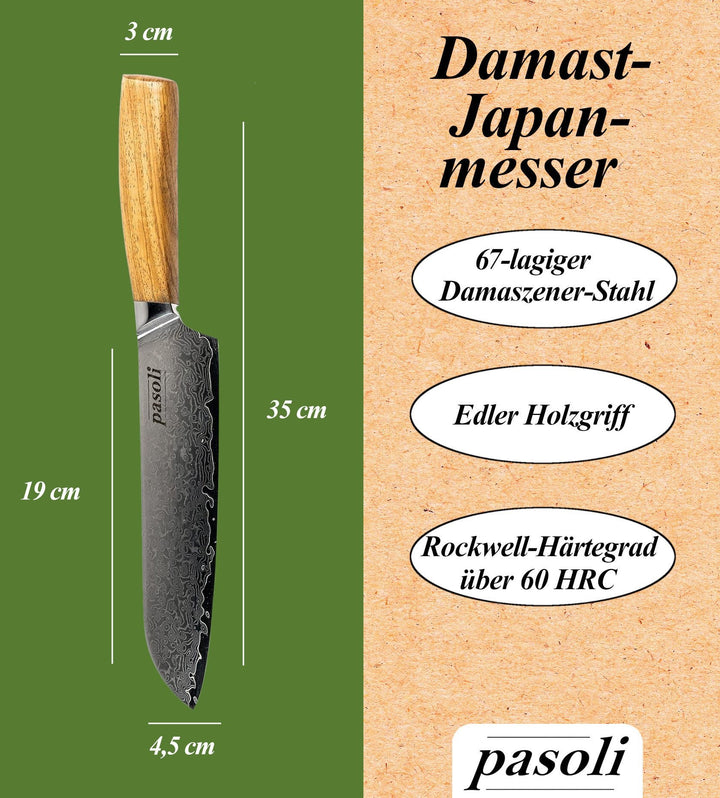 Unser Damast Santoku - Messer - pasoli