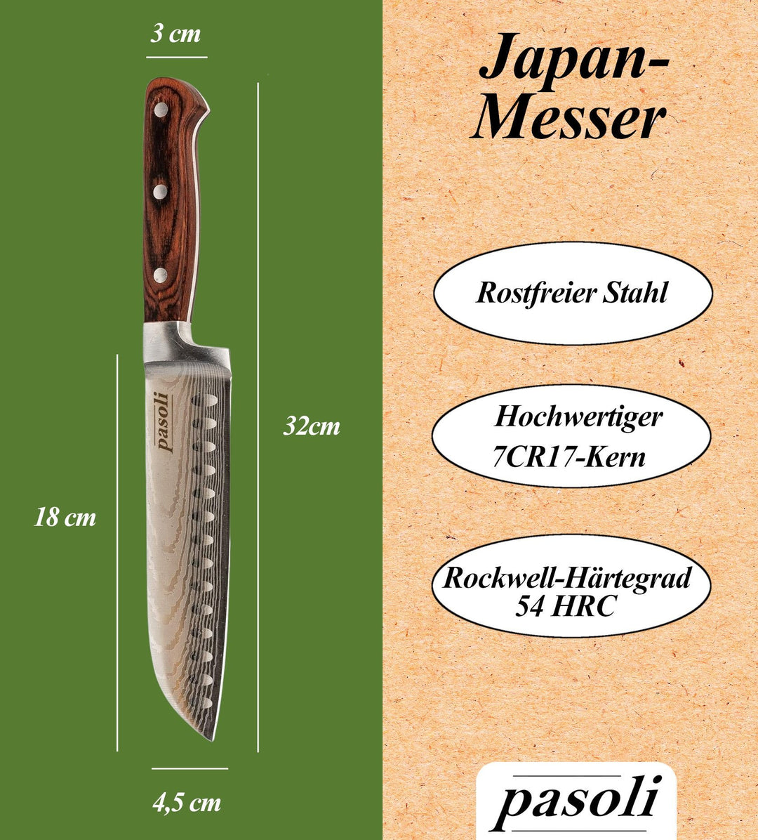 Unser Santoku - Messer - pasoli