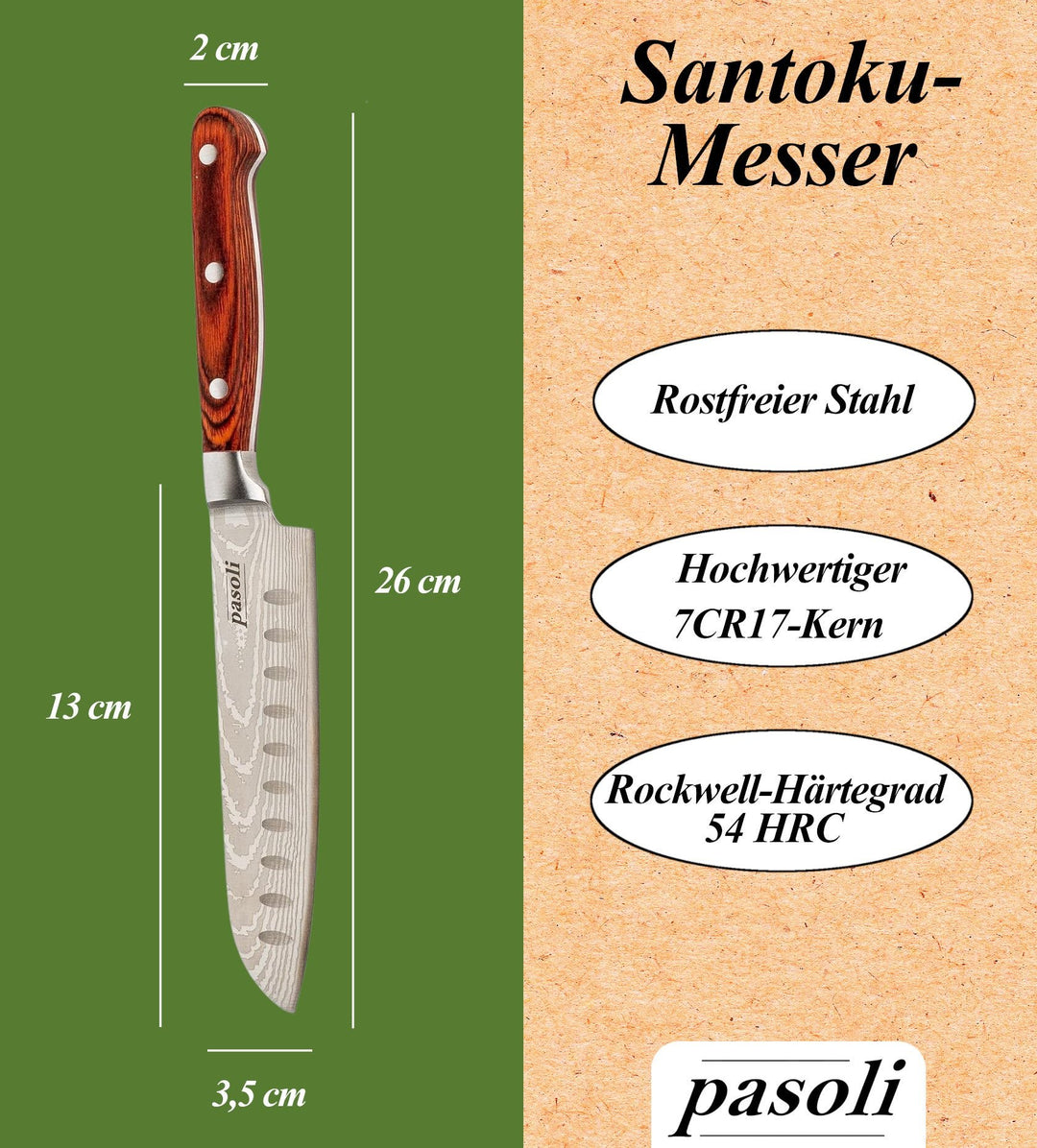 Unser Santoku - Messer - pasoli